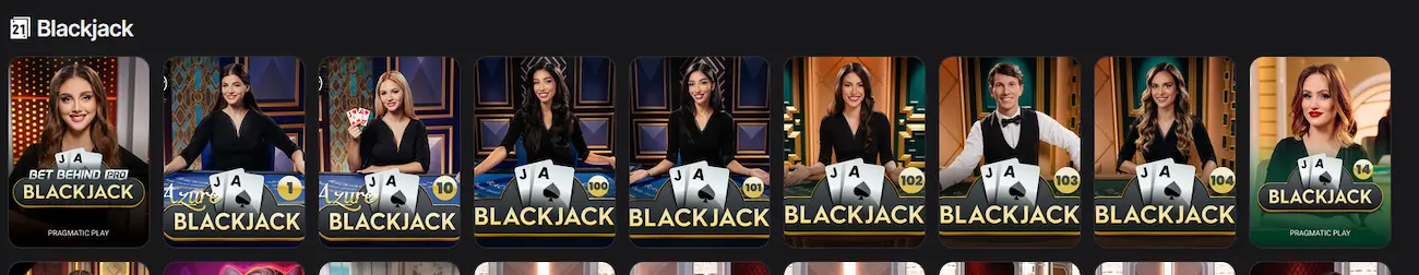 Live Blackjack bei Here2Win mit Tischen von Pragmatic Play und Evolution
