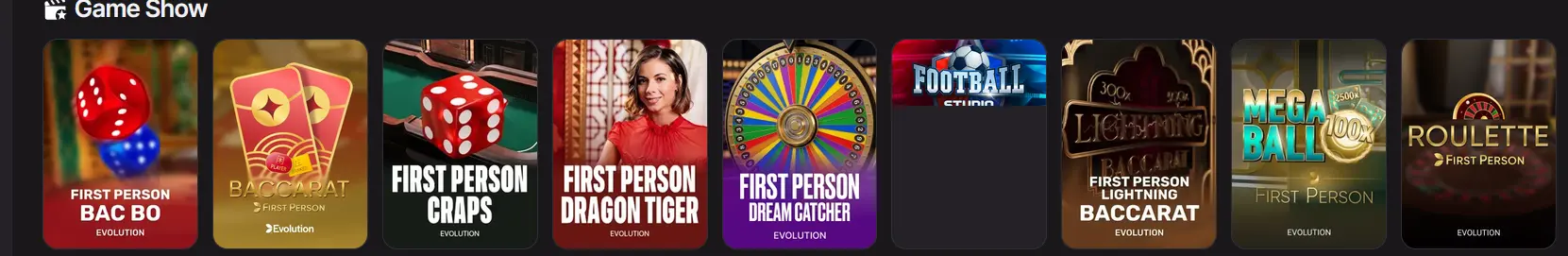 Here2Win Game Shows mit Dream Catcher, Lightning Baccarat und Mega Ball von Evolution